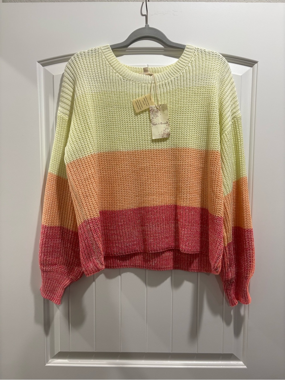 NWT Hem & Thread Colorblock Chunky Knit Sweater L